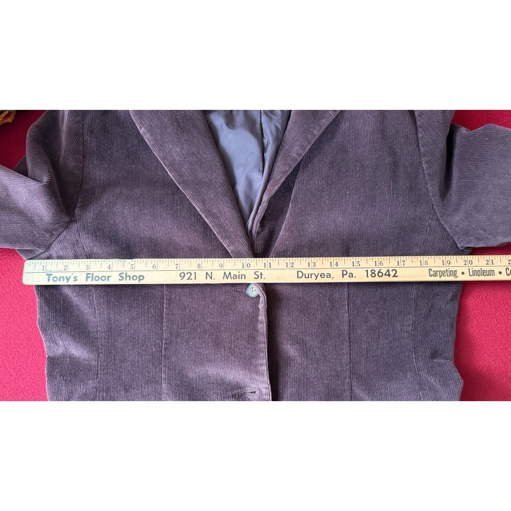 LL Bean Corduroy Blazer Womens 12 Regular Brown 3-Button Cotton Stretch Academia - Picture 8 of 10